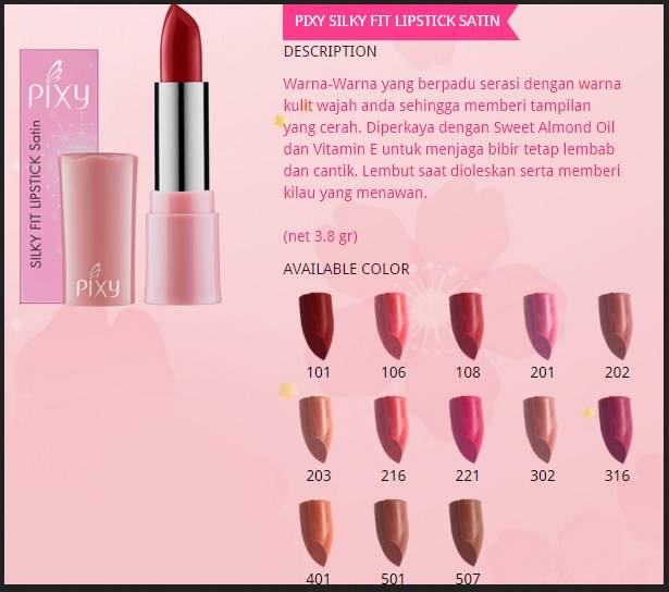 Gambar 2. Pixy Silky Fit Lipstick Satin (sumber www.tokopedia.com)